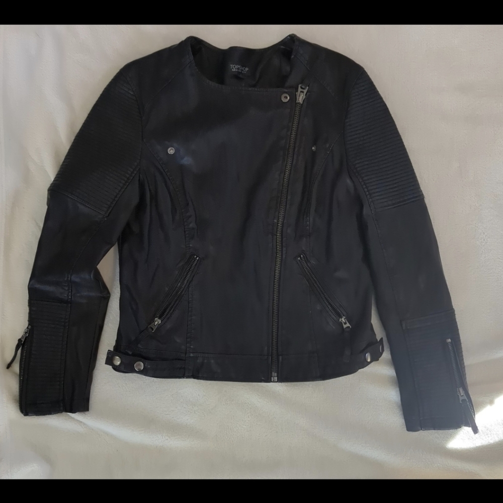 Topshop Faux Leather Jacket Moto Jacket